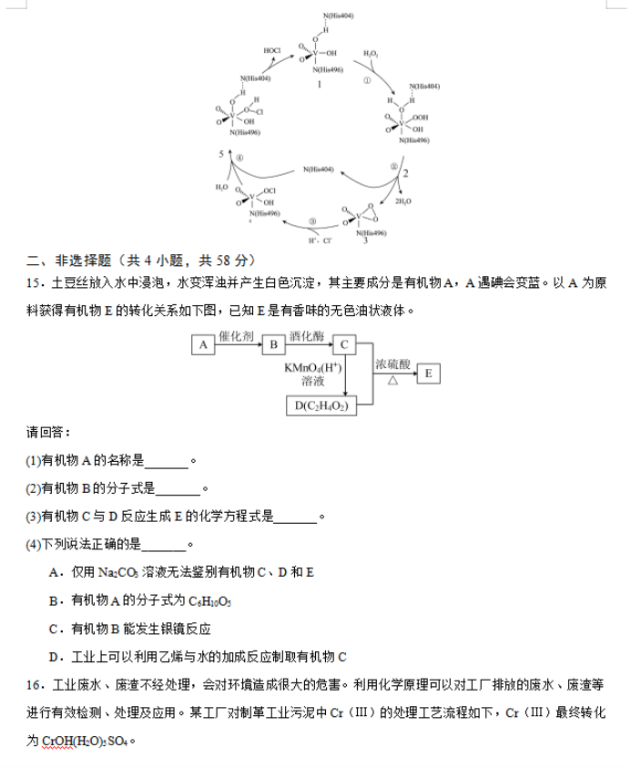 重庆市缙云教育联盟2024高三11月月考化学试题及答案解析