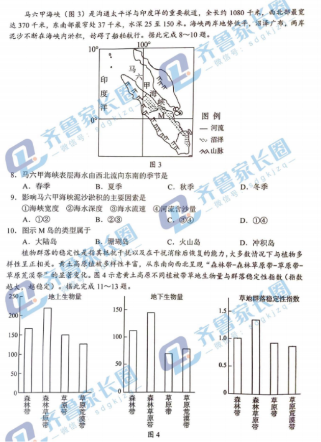 山东省菏泽市2024高三11月期中考试地理B试题及答案解析