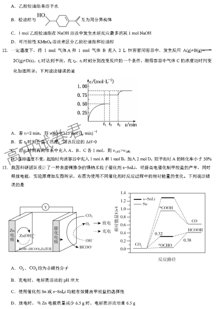 xkw河北2024高三11月联考考后强化卷化学试题及答案解析