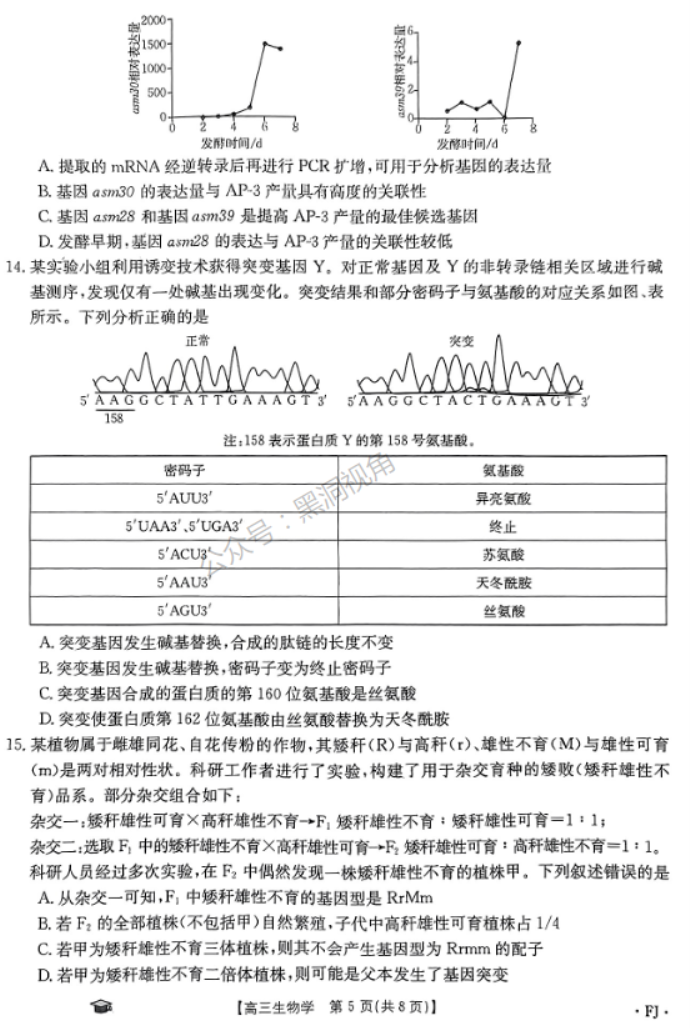 福建金太阳2024高三11月联考(120C)生物试题及答案解析