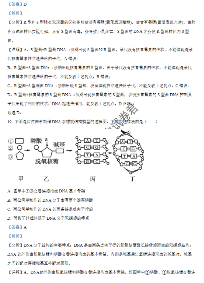 天津北辰区2024高三上学期第一次联考生物试题及答案解析