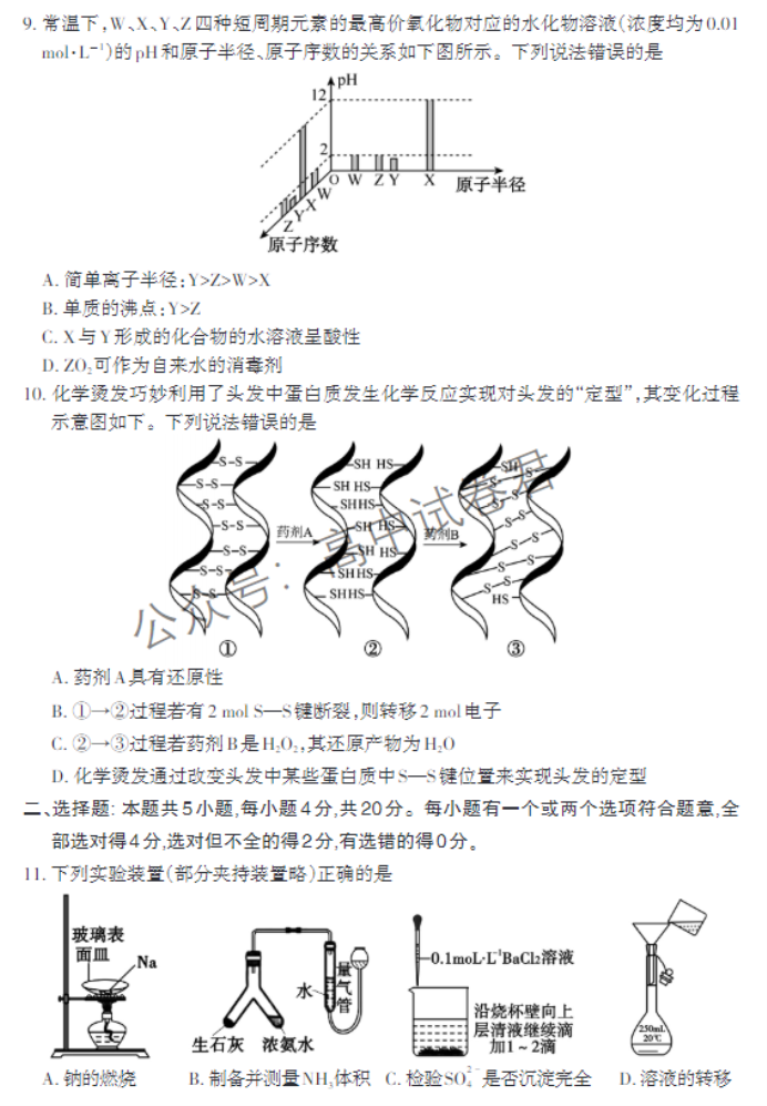 山东泰安市2024高三11月期中考试化学试题及答案解析