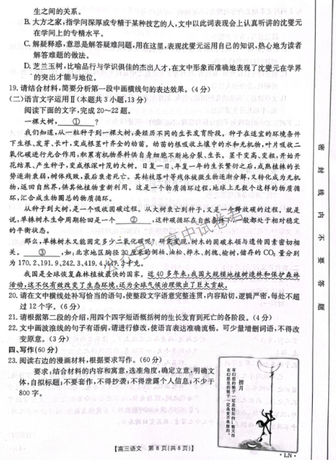 辽宁金太阳2024高三11月联考语文试题及答案解析