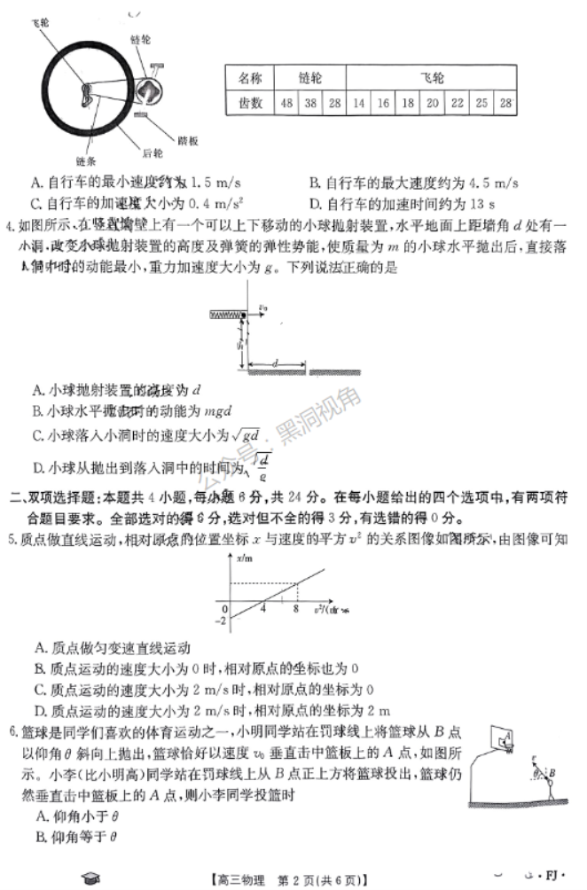 福建金太阳2024高三11月联考(120C)物理试题及答案解析