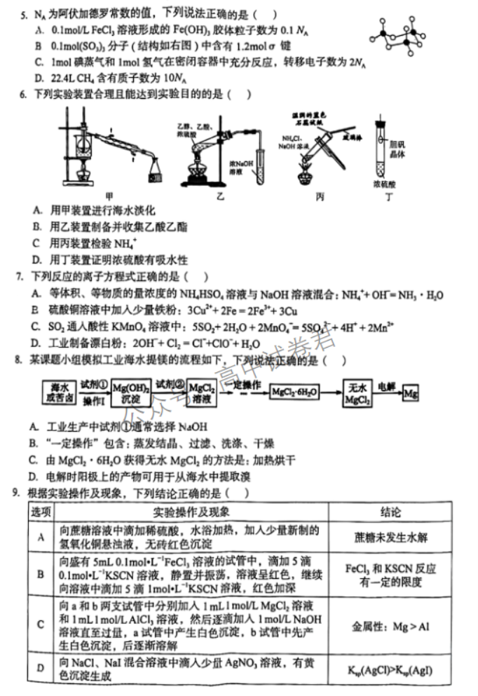 广西三新学术联盟2024高三11月联考化学试题及答案解析