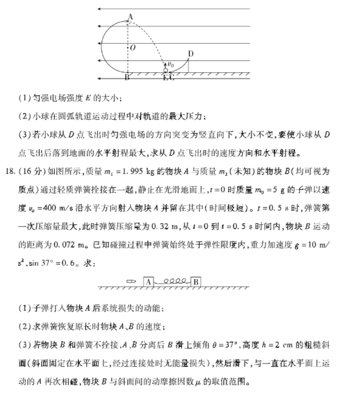 山东普高大联考2024高三11月联合测评物理试题及答案解析