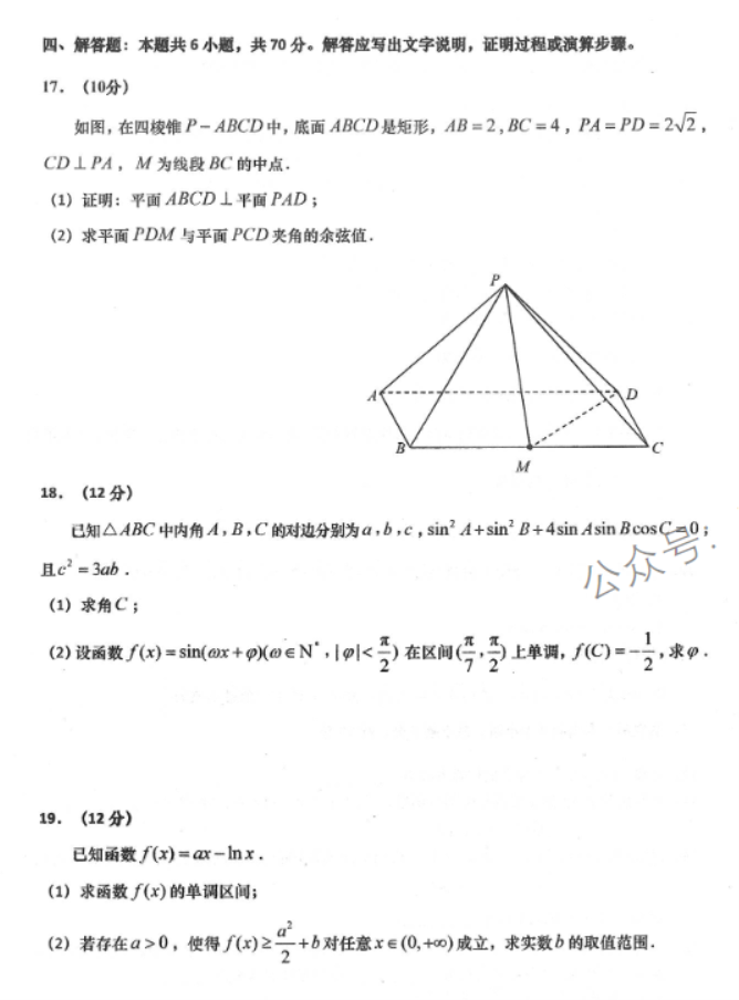 山东青岛四区统考2024高三11月期中考数学试题及答案解析