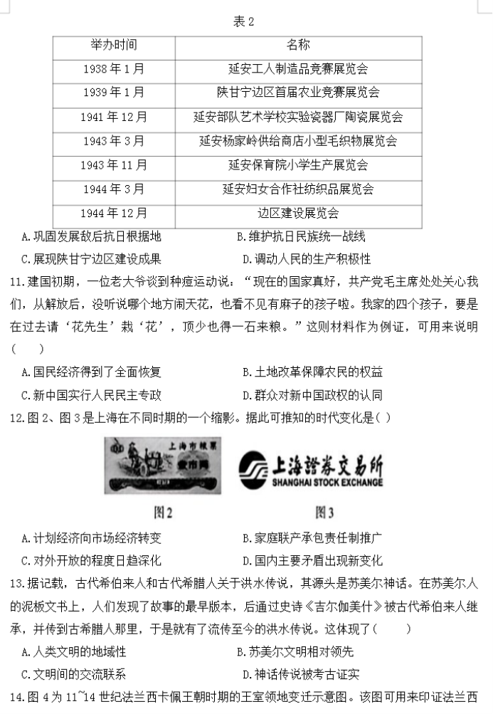 山东普高大联考2024高三11月联合测评历史试题及答案解析