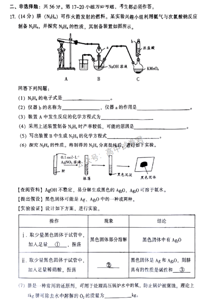 广东韶关2024高三11月一模考试化学试题及答案解析