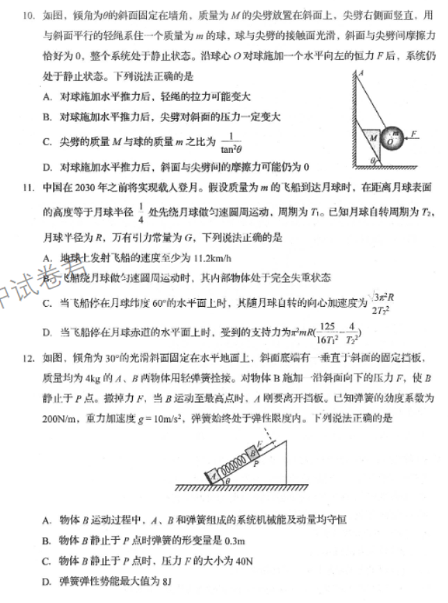 山东青岛四区统考2024高三11月期中考物理试题及答案解析