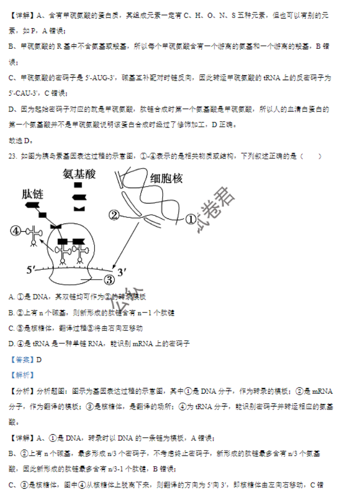 河南南阳2024高三上学期11月期中考试生物试题及答案解析