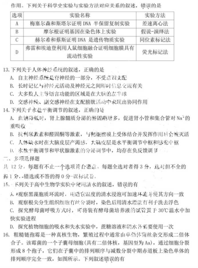 江苏省镇江市2024高三11月期中考试生物试题及答案解析