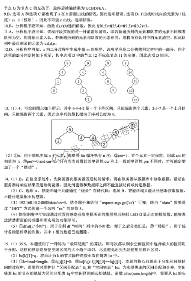 浙江省9+1高中联盟2024高三期中联考技术试题及答案解析