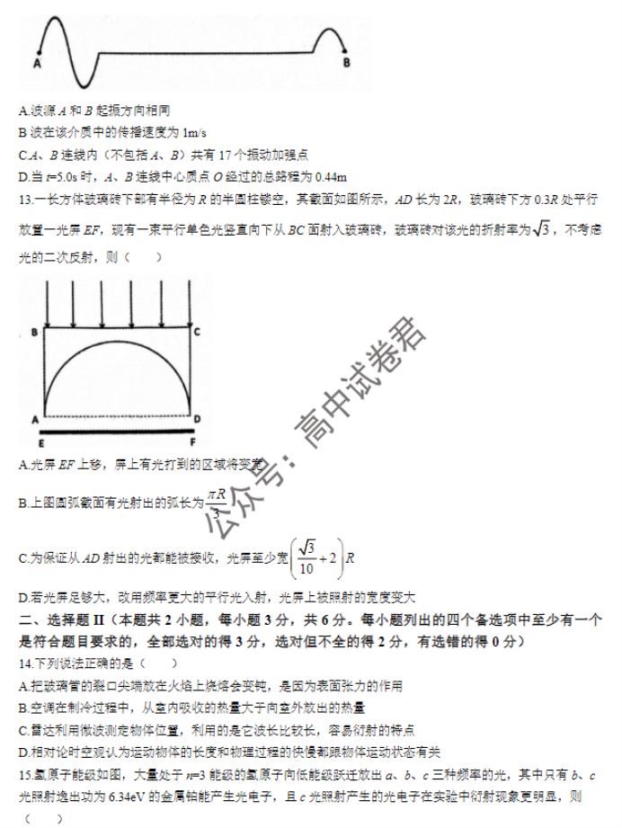 浙江省稽阳联谊学校2024高三11月联考物理试题及答案解析