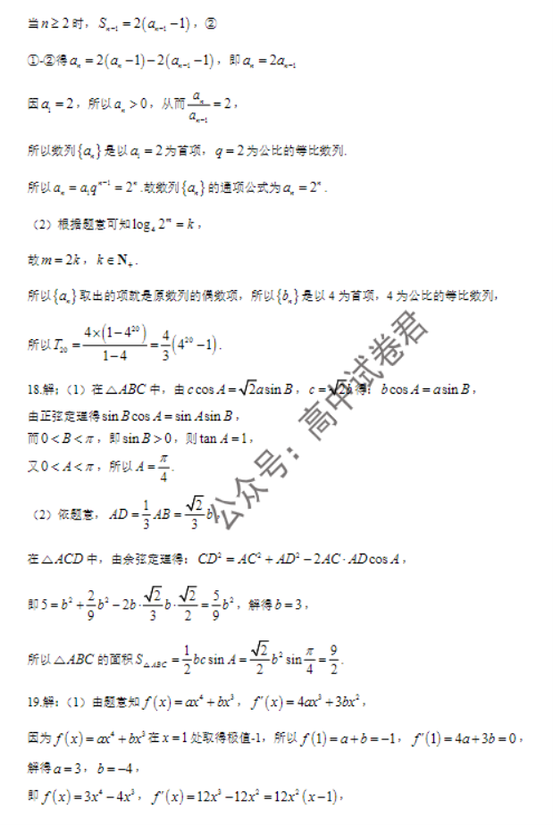 山东省日照市2024高三期中校际联考数学试题及答案解析