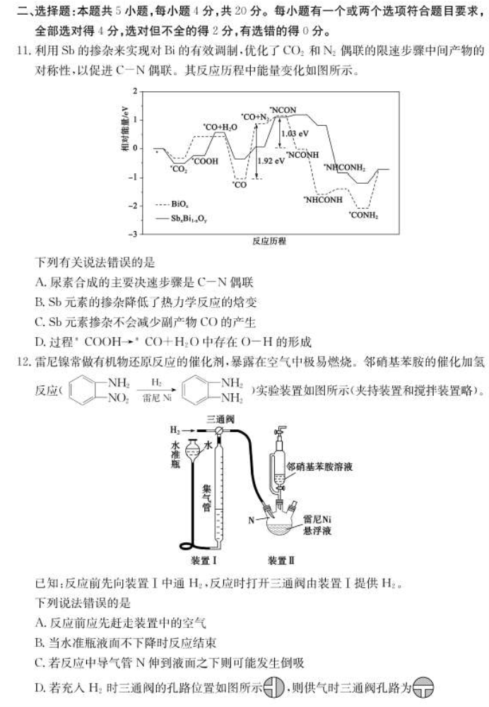 山东德州优高联考2024高三11月期中考化学试题及答案解析