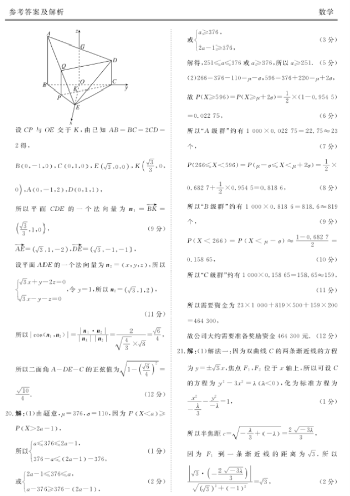 广东衡水金卷2024高三年级11月大联考数学试题及答案解析