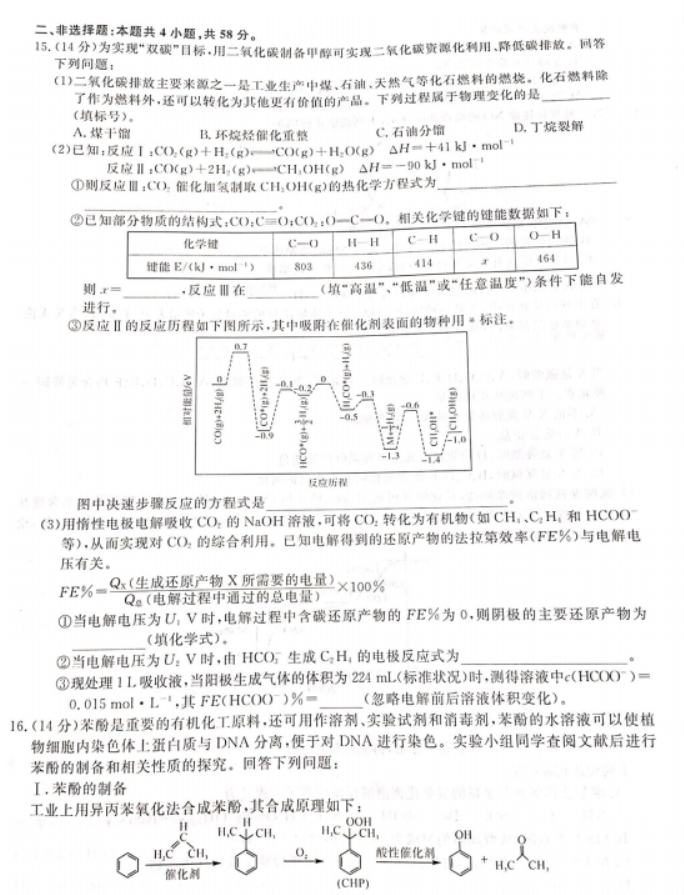 湖南衡阳市2024高三11月质量检测化学试题及答案解析