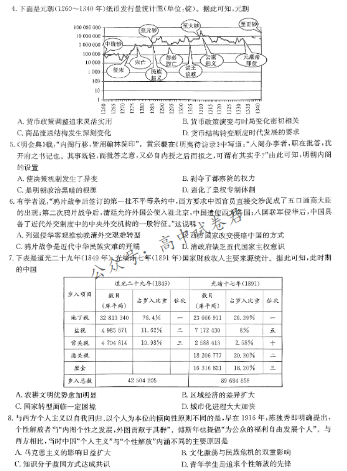 河南金太阳2024高三11月联考(2500C)历史试题及答案解析