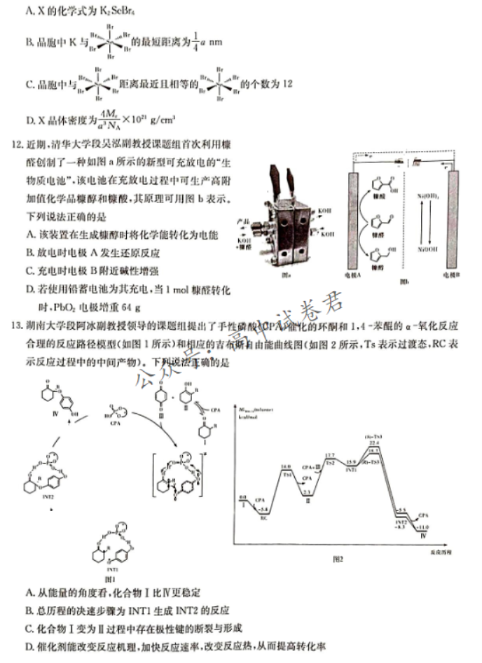 湖南湘东九校联盟2024高三第一次联考化学试题及答案解析