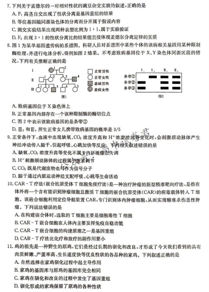 湖南湘东九校联盟2024高三第一次联考生物试题及答案解析