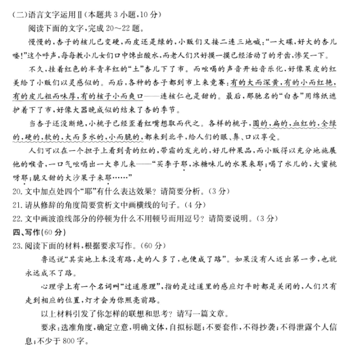 河南新乡2024高三第一次模拟考(181C)语文试题及答案解析