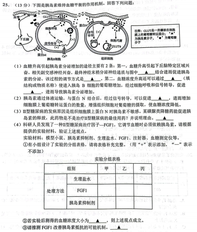 浙江Z20名校联盟2024高三第二次联考生物试题及答案解析