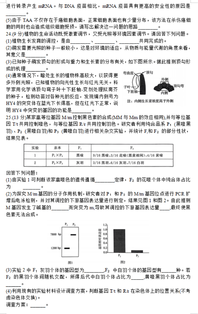 山东名校***2024高三12月阶段性测试生物试题及答案