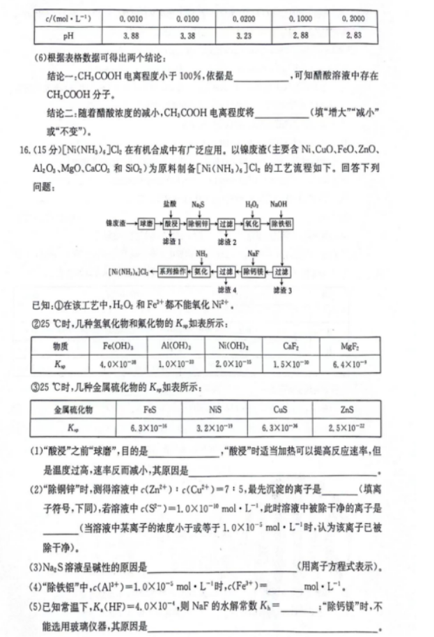 江西三新协同教研体2024高三12月联考化学试题及答案解析