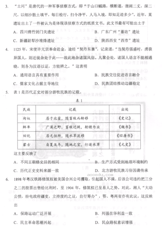 黑龙江2024新高考九省联考历史试题整理【最新公布】