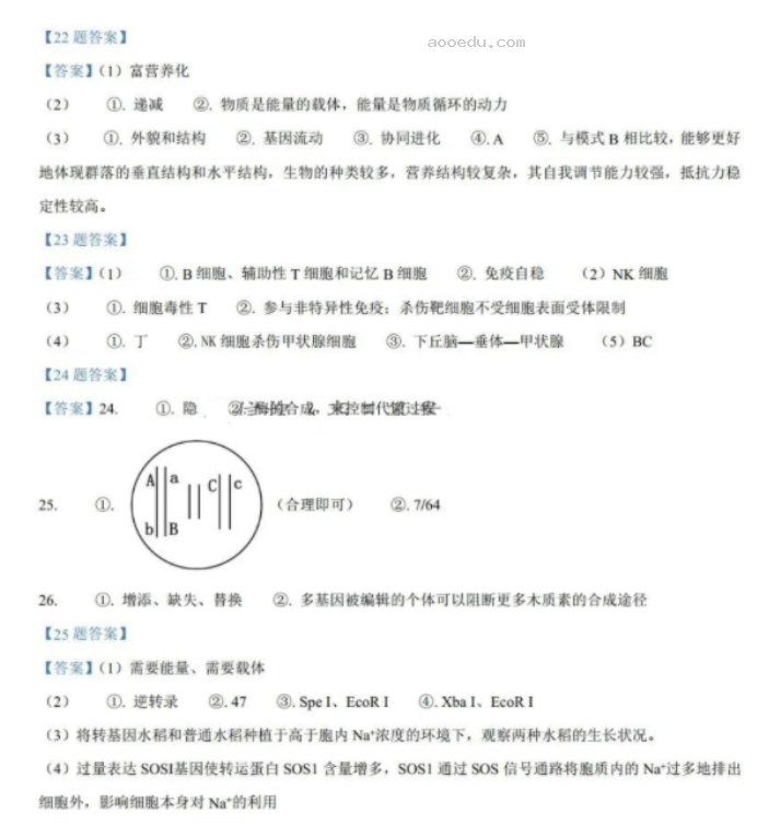 吉林2024新高考九省联考生物试题及答案解析【最新整理】