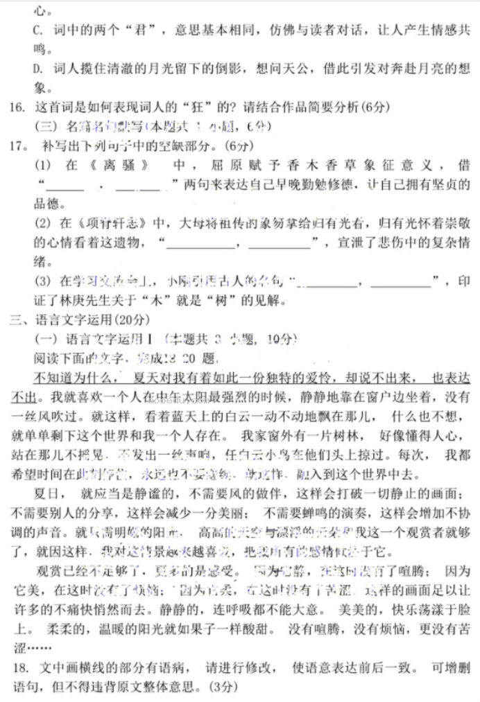 江苏新高考基地学校2024高三大联考四语文试题及答案解析