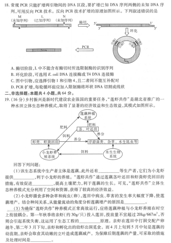 湖北武汉市2024高三二月调研考生物试题及答案解析