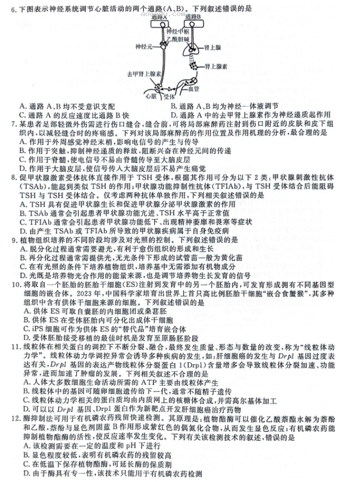 辽宁名校联盟2024高三3月联考生物试题及答案解析