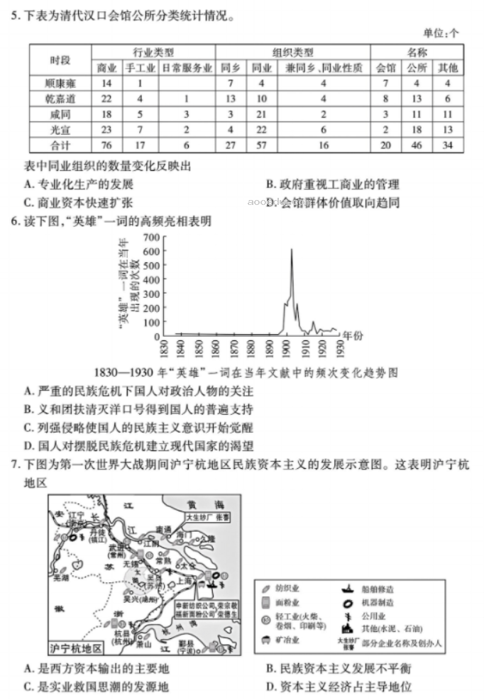 湖北省八市2024高三3月联考历史试题及答案解析