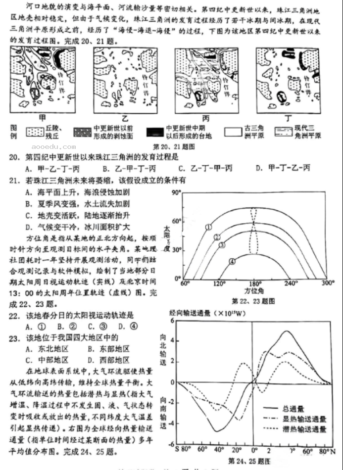 浙江温州市2024高三3月二模考试地理试题及答案解析