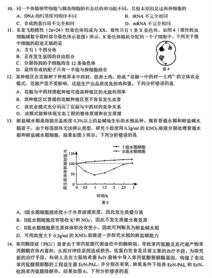 广东大湾区2024高三4月二模考试生物试题及答案解析