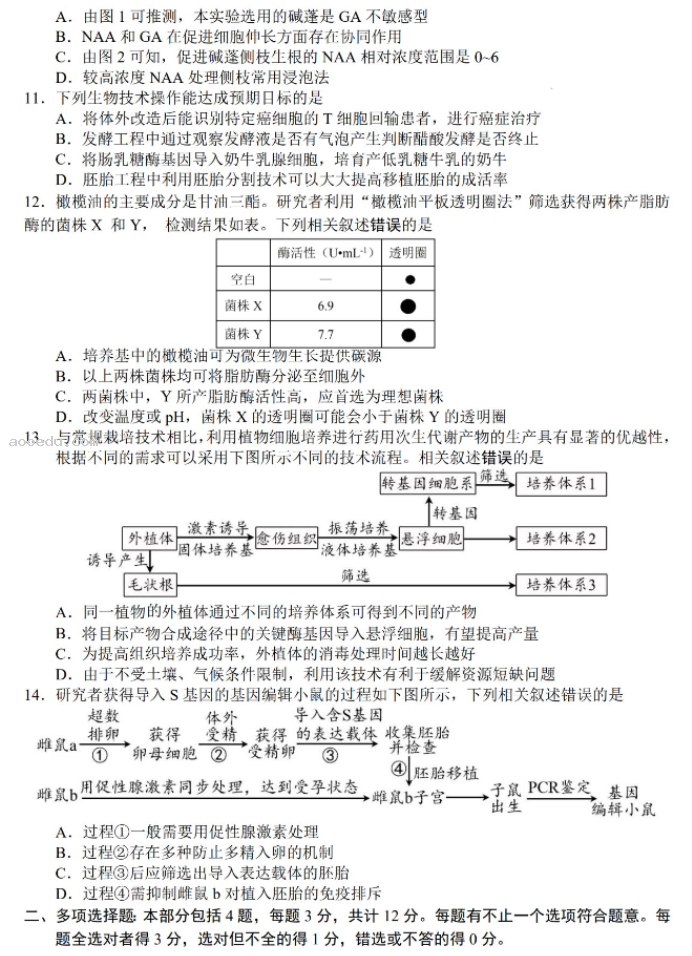 江苏扬州市2024高三考前调研模拟押题生物试题及答案解析