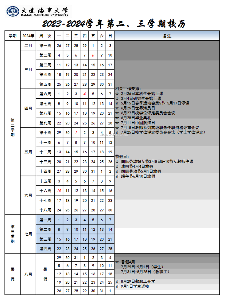 2024大连海事大学暑假放假时间什么时候 几月几号开学