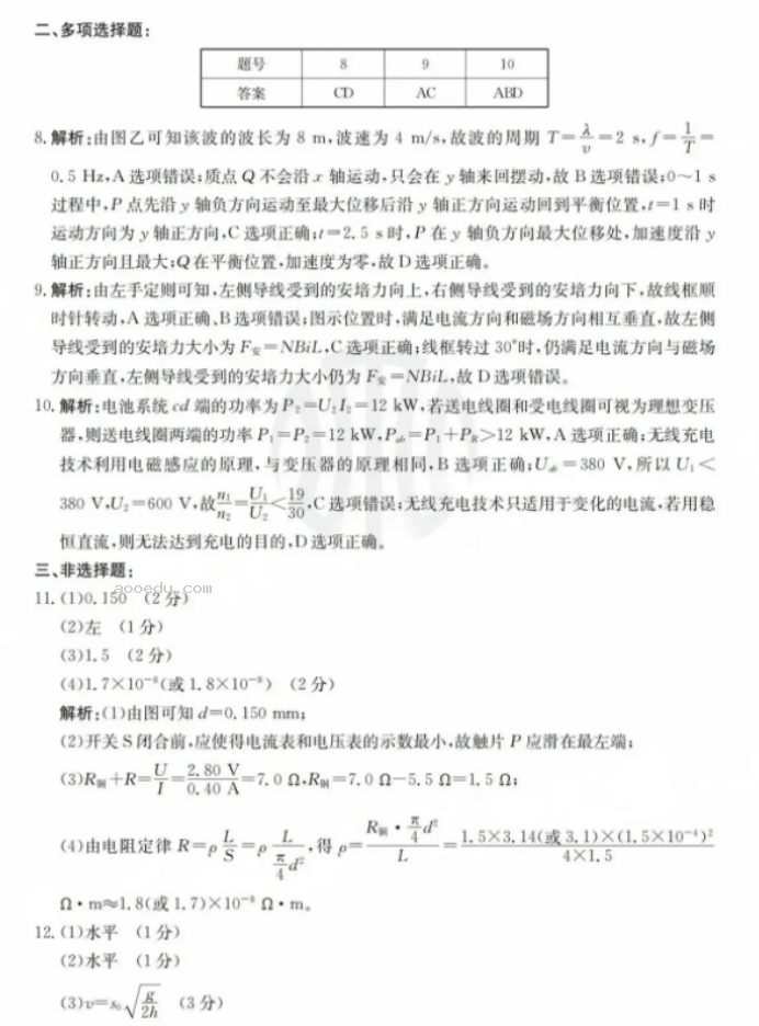 2025届广东金太阳（25-02C）8月大联考物理试题及答案