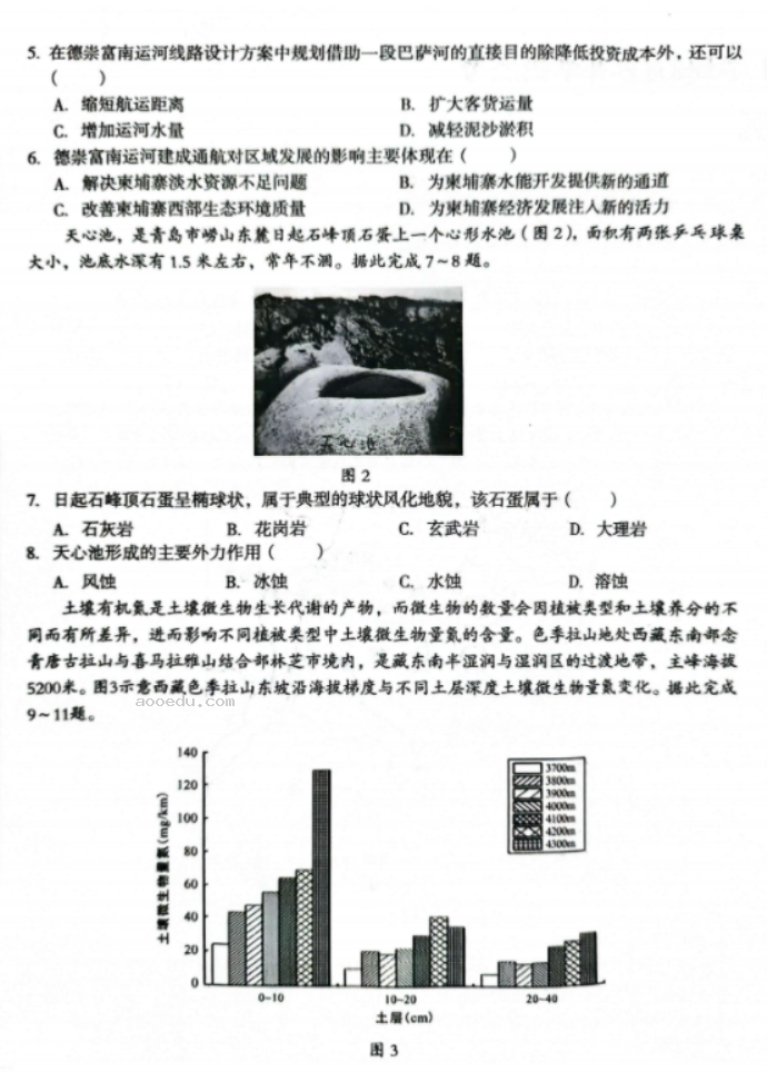 安徽A10联盟2025届高三8月开学摸底考地理试题及答案