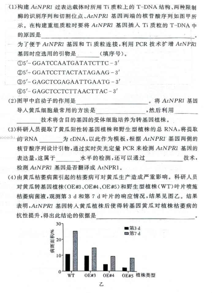 湘豫名校2025高三9月新高考适应性调研考生物试题及答案