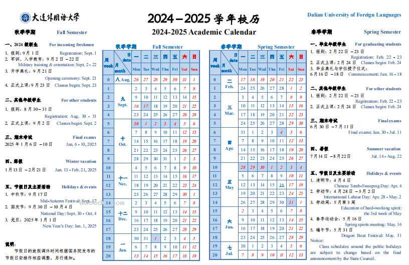 2025年大连外国语大学寒假放假开始及结束时间 几号开学